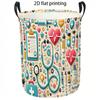 1pc Laundry Basket, Healthcare Themed Medical Pattern Dirty Clothes Bin, Casual Style Heart And Stethoscope Print Storage Organizer, Foldable Fabric L