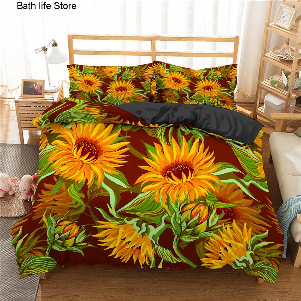 3D Printed Bedding Set Flowers Bedclothes Duvet Cover With Pillowcase Plant Bedding Set Soft Quilt Cover For Home Textiles