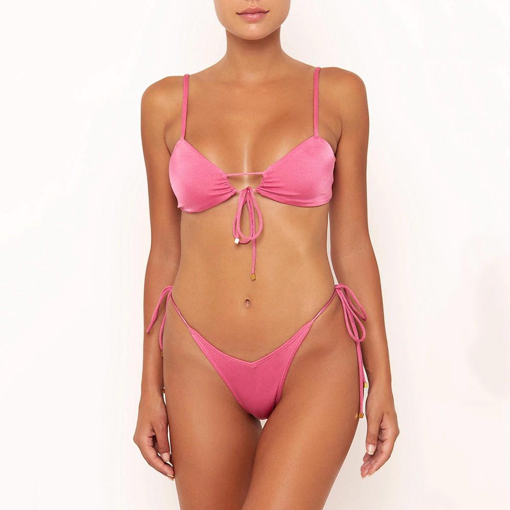

Літній жіночий розділений купальник Модні купальники Пляжний одяг Бікіні S рожевий