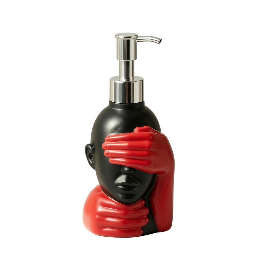 Artistic Hand Covering Face Soap Dispenser Bottle with Pump for Bathroom Shower Gel Shampoo Liquid Soap Lotion Container