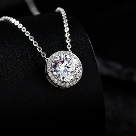 S925 Sterling Silver Moissanite Pendant: 2 Carat Diamond Clavicle Chain - Trendy Luxury Round Bag Design for Women