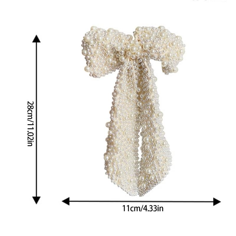 Fashion Artificial Pearls Bowknot Hair Clip For Bridal Shower Formal Event Photoshoots Special Occasion NonSlip Hairpin