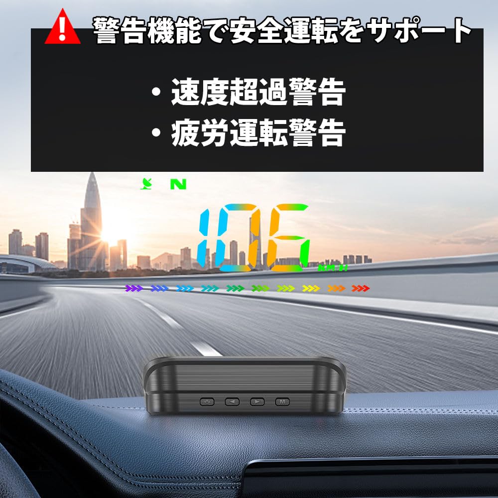 Wellvie Classy Head-Up Display (HUD), Windshield Projection Type, GPS Speedometer for Cars, Speeding Warning, Fatigue Warning, Automatic Dimming [Para