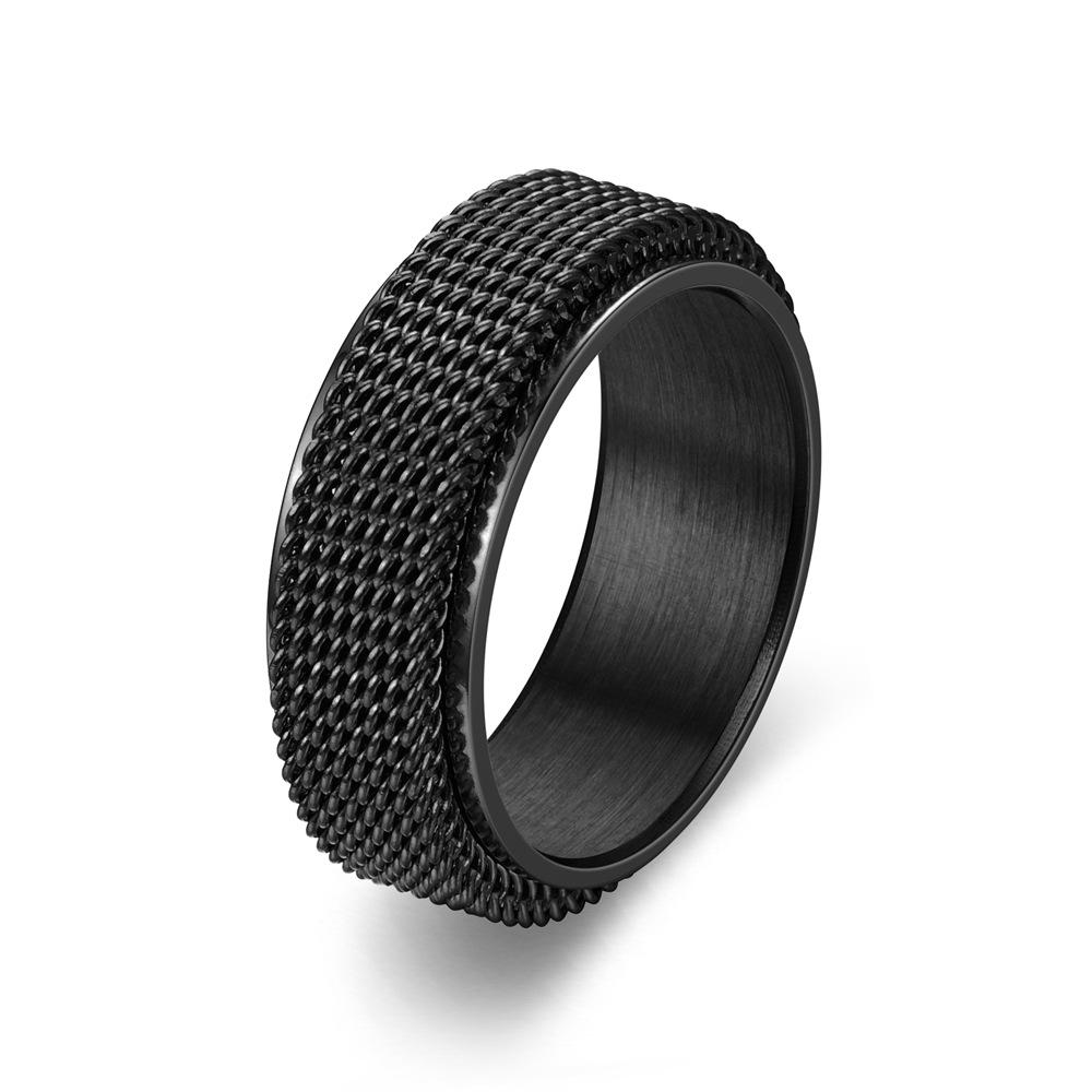 Neutral Stainless Steel Fidget Ring Grid Shaped Rotating Minimalist Jewelry for Relieving Stress and Anxiety Gifts