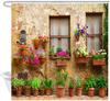 Tuscan Shower Curtain Street Decorated with Flowers In Italy Bathroom Curtain Polyester Fabric Bath Curtains with Hooks Washable