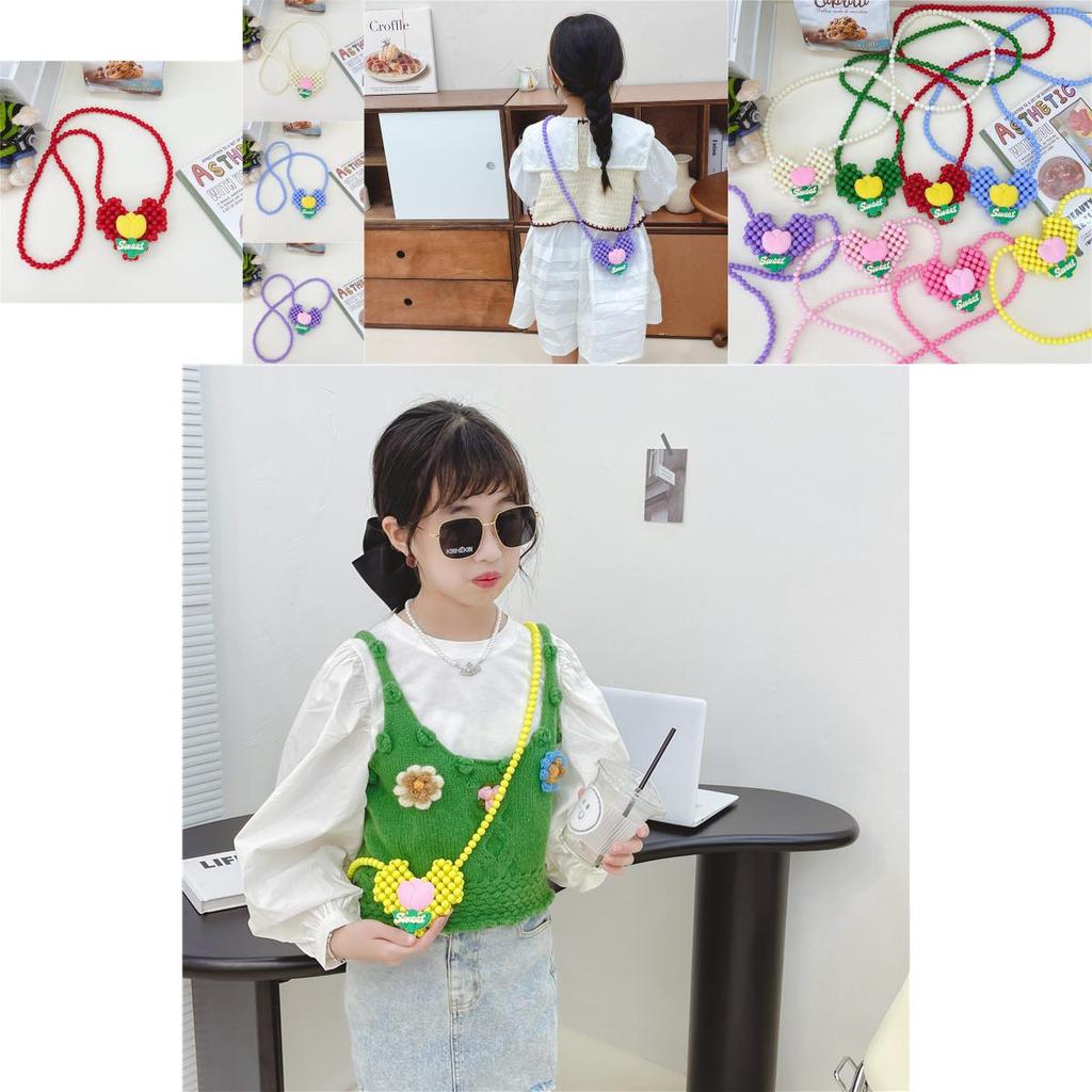 Mini Bolsa Tiracolo de Coração de Pérola Para Crianças Estilosa E Adorável Design Floral Para Meninas