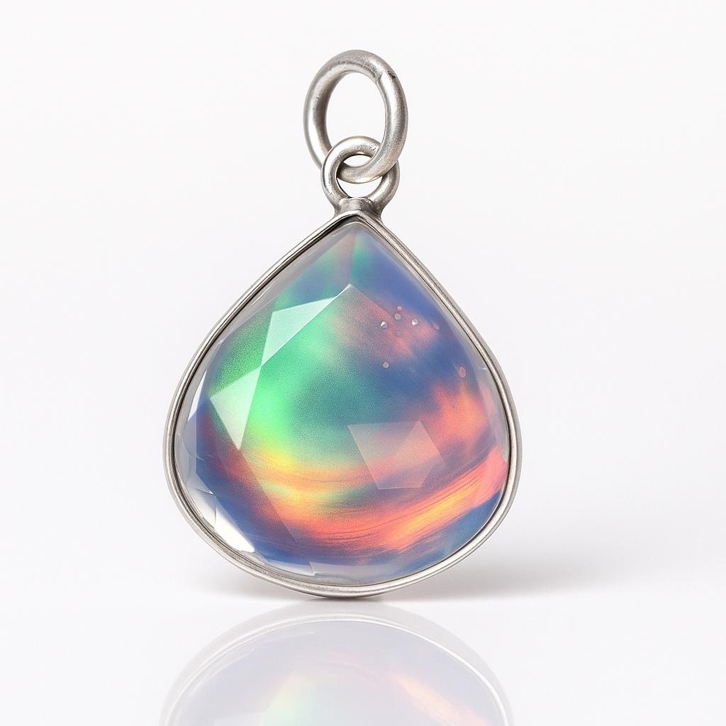 Extremely Rare 24 Ct Natural Opal 925 Sterling Silver CERTIFIED Pear Pendant