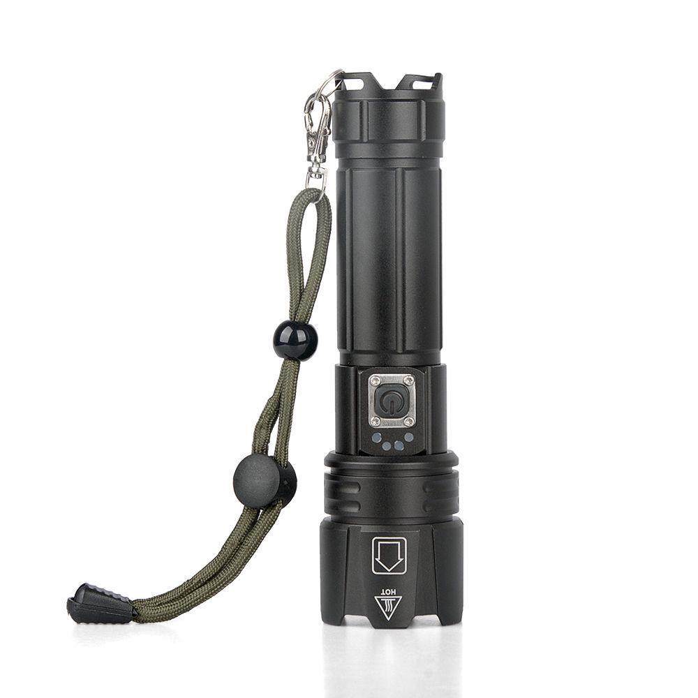 XHP70 High-Brightness LED Flashlight - Aluminum Alloy, Telescopic Zoom, Electric Display, Waterproof, Multifunctional Outdoor Handheld Light