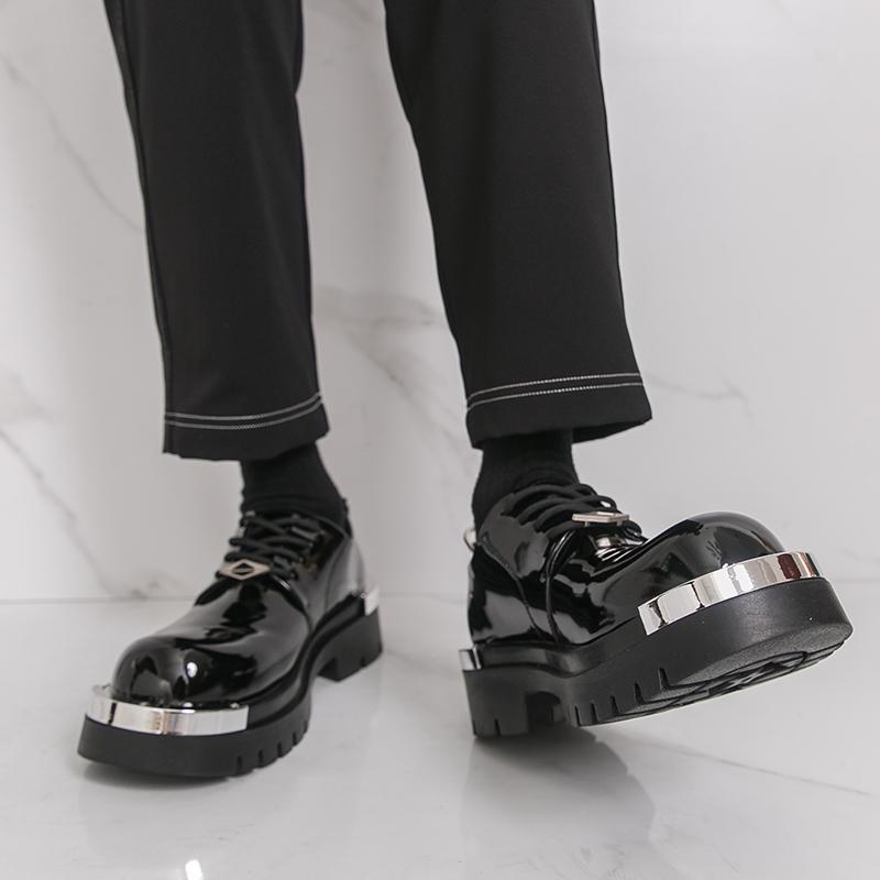 Mode Modische Herren Höhenvergrößernde Derby Schuhe Herren Schnürschuhe Bequeme Dickbesohlte Großköpfige Lederschuhe Gesellschaftsschuhe Herren