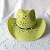 Cappelli Gialli Estivi da Uomo Stile Western Intrecciati a Mano in Paglia Cappello Jazz da Sole da Spiaggia Cappellino da Cowgirl Donna Rosa Shocking Monocolore Sombrero Uomo