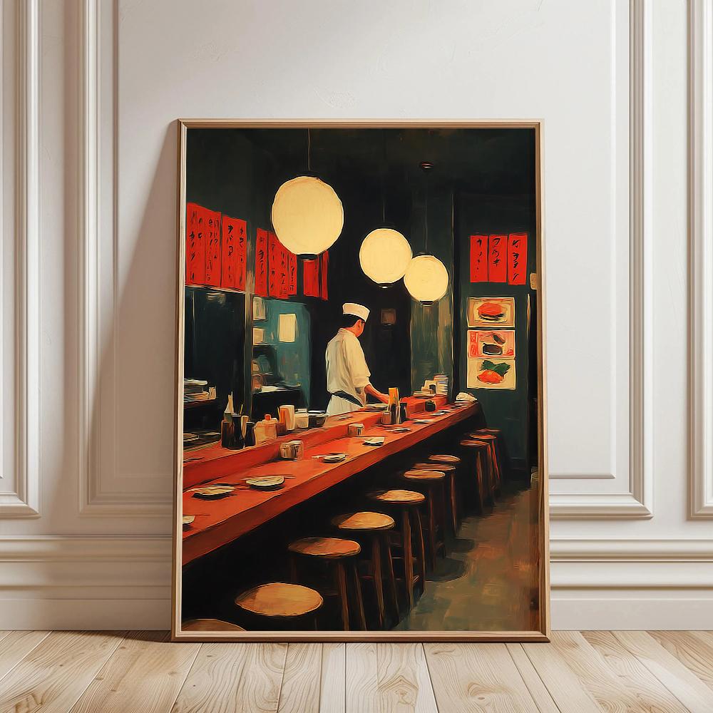 Retro Japanese Sushi Bar Poster Kitchen Food Posters and Picture Canvas Print Painting Dining Room Wall Decor Home Mural Cuadros
