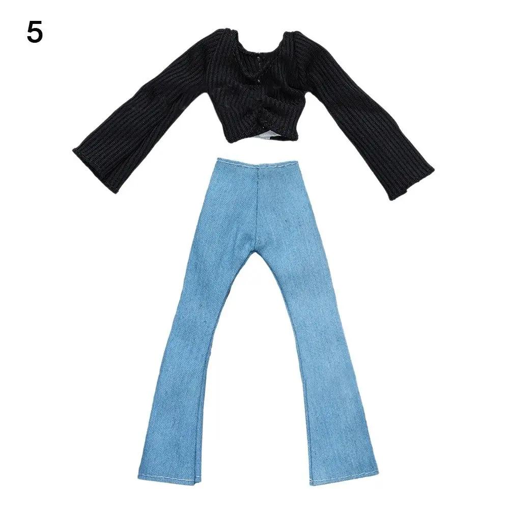 30CM Doll Clothes Suit Fashion Tops Sweater High Waisted Jean Pants Vest Skirt Set For 1/6Bjd Dolls Accessories Kids Toys