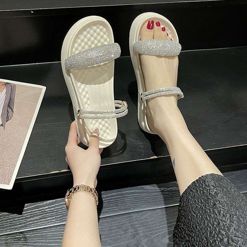 Two Wear Cool Slippers, Women Wear New Summer Muffin Thick Bottom Non-slip Women's Two-in-one Dual-use One-word Drag