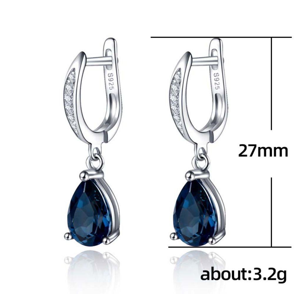 Droplet Like Dangle Earring Copper Blue Gemstone Earrings Fashion Women Drop Earrings  Women
