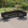 Vidaxl 9-Cz. Garden Lounge Set, Cushions, Black PE Rattan
