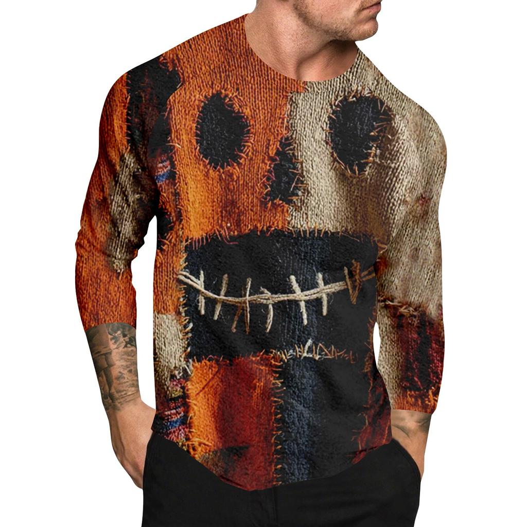 Halloween Print Raglan Sleeve Men's Long Sleeve Top