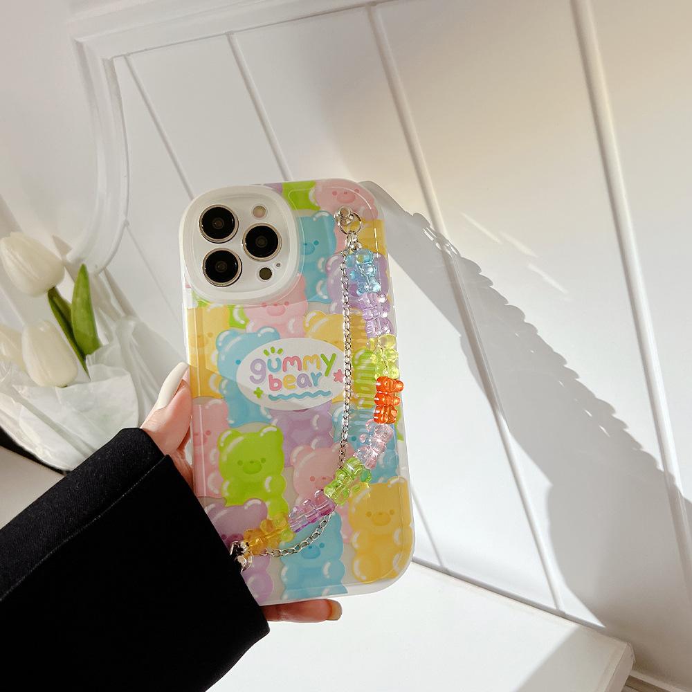 Gummy Bear IPhone 16 Apple Phone Case 15pro Max Suitable for 11 Soft 8p Bracelet X Lanyard