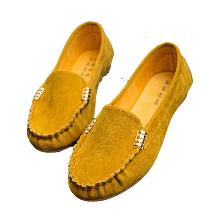 Korean Version of Women's  Autumn Shallow Mouth Doudou Shoes Flat Heel Single Shoes Women's One-pedal Women's Shoes Lazy Shoes Large Size Shoes