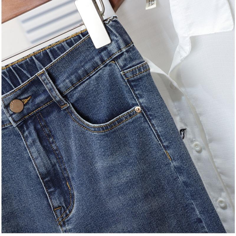Dimanaf 2024 Plus Size Ženy Džíny Kalhoty Denim Dámské Tužka Elastické Basic Modré Kalhoty s vysokým pasem Oversize Móda Nové Kalhoty