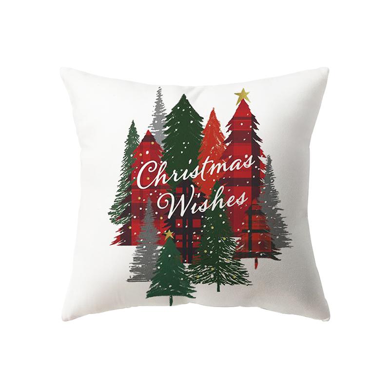 Christmas Theme Cute Christmas Elk Print Pattern Cushion Cover Home Living Room Sofa Decoration Polyester Pillow Pillow Cover