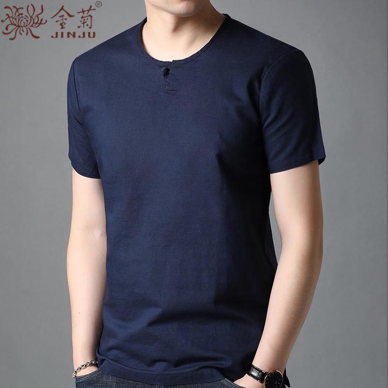 

Men s Summer Cotton Linen Blend Round Neck T-Shirt 3XL