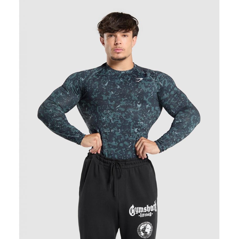 

Футболка GYMSHARK Element Baselayer с длинным рукавом, титаново-синяя A1B1C UCYG XS