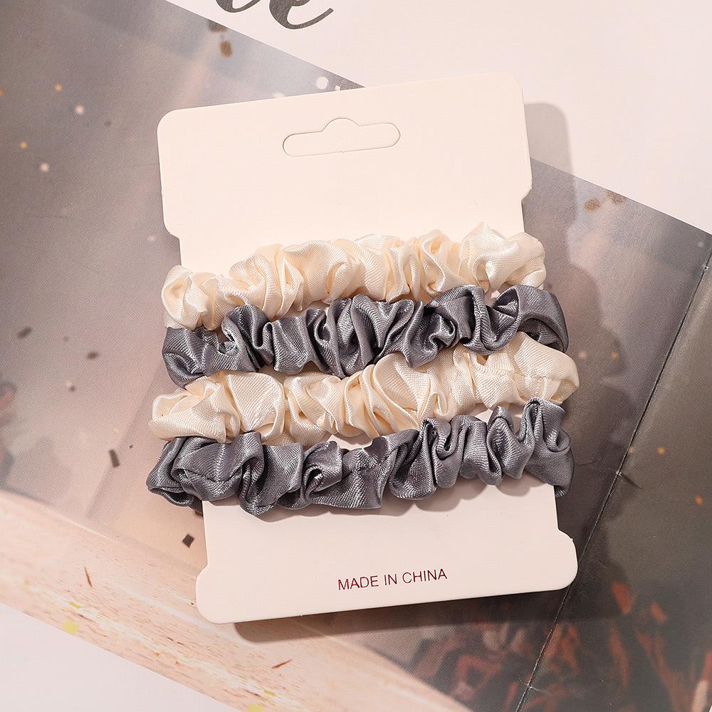 Cross-border Satin Hair Tie & Headband Set - Pig Intestine Style, Simple Ponytail, Leather Bun Tie