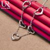 925 Sterling Silver Five Heart Necklace Fashionable Wedding Jewelry