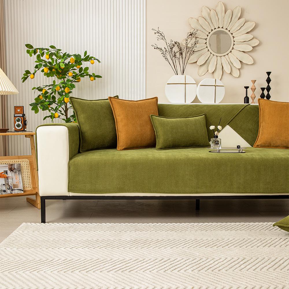 Chenille Herringbone Sofa Cushions: Non-slip, Dirt-resistant, Nordic Solid Color Cover for All Seasons