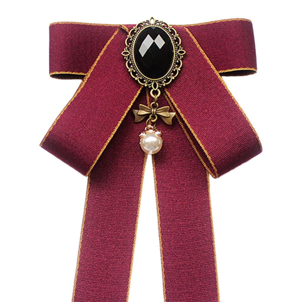 Bow Tie Ribbon Brooch Necktie Pre Tied Ladies Pin Bowknot Shirt for Uniform