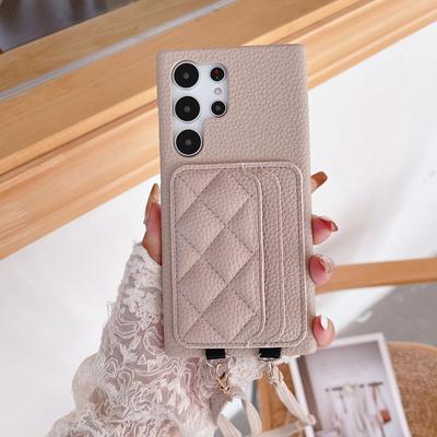 Bolsa Transversal de Couro com Porta-Cartões Capa de Celular para Samsung Galaxy S24 S22 Ultra Plus S23 FE A15 A25 A35 A55 A24 A34 A54 A14