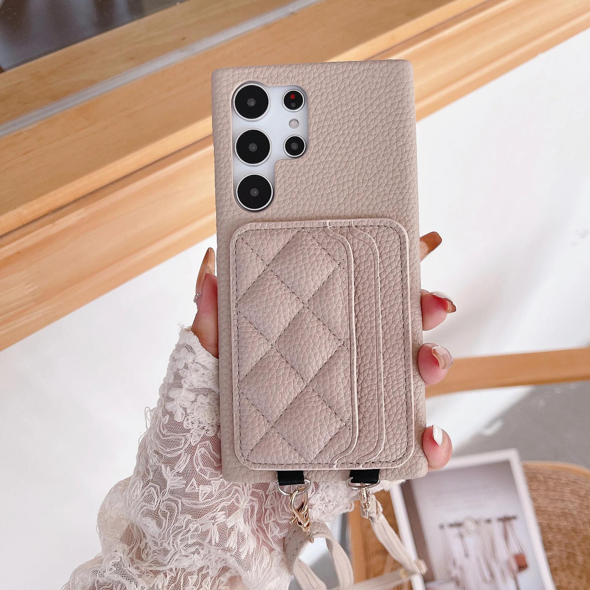 

Кожаная сумка через плечо с держателем для карт Чехол для телефона для Samsung Galaxy S24 S22 Ultra Plus S23 FE A15 A25 A35 A55 A24 A34 A54 A14 Обложка Galaxy A55