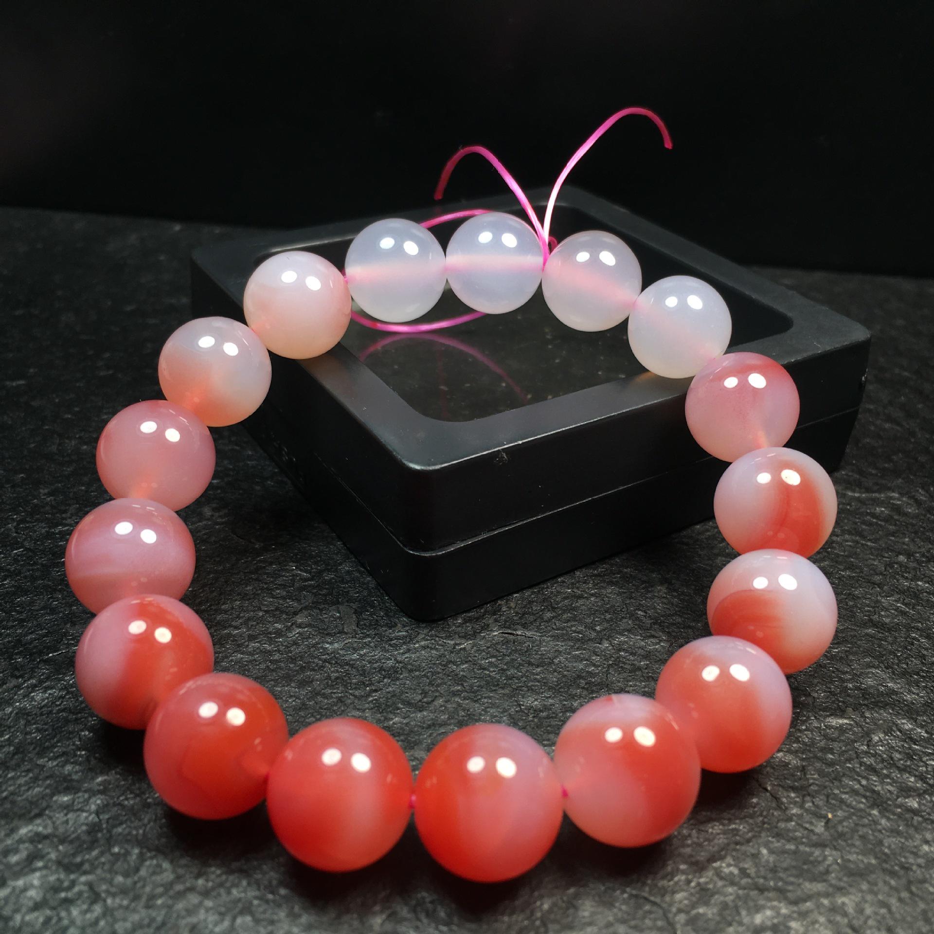 Crimson Agate  Pink Crystal Beaded Women’s Bracelet
