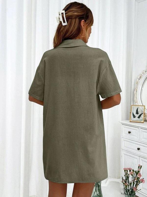 Women's Solid Color Short Sleeve Casual Shirt & Shorts Set - Loose & Stylish Two-Piece