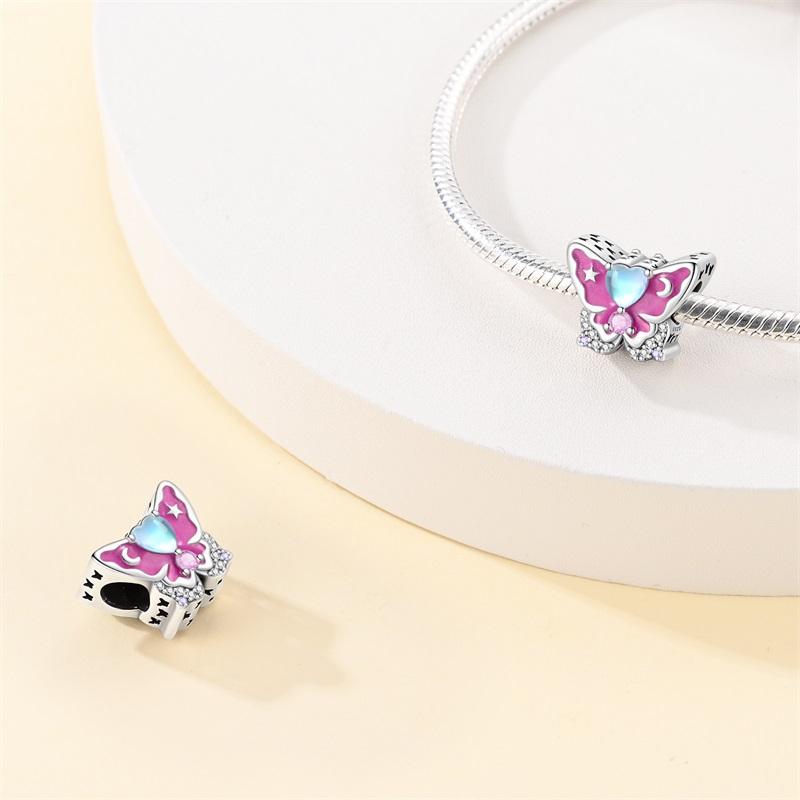 Copper Pink Butterfly Red Dragonfly Charm Beads Suitable For Diy Birthday Party Gift Jewelry Bracelet Accessories