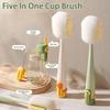 Five-In-One Bottle Cleaning Brush 360 Degrees Cup Lid Brush Multi-purpose Glass Cleaning Brush