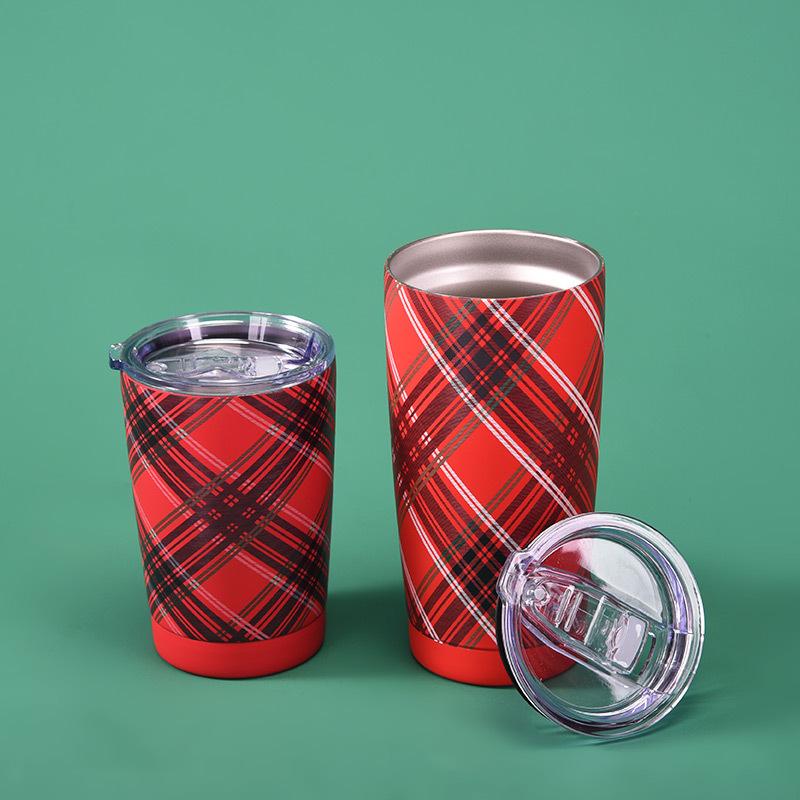 Stainless Steel Thermos Cup, Coffee Cup, Christmas Red Set, Large Capacity Handle Outdoor Sports Water Cup