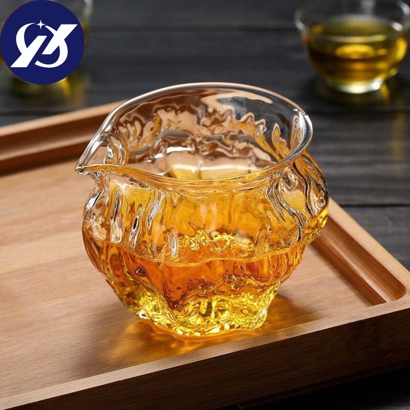 Japanese Glass Tea Infusers Pitcher Heat Resistant Hammered Kung Fu Chahai Transparent Teacup Office Teaware