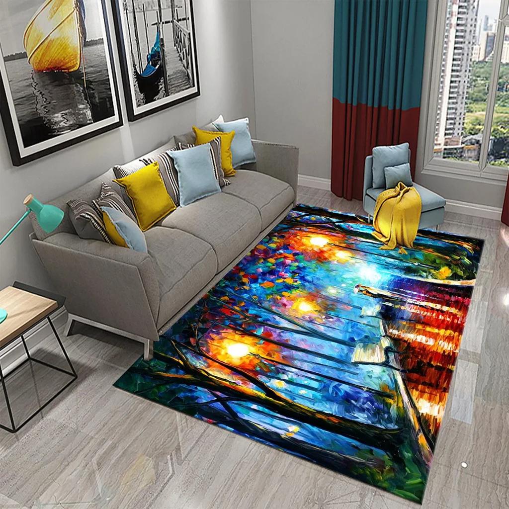 Tree Oil Painting Pattern Carpet Door Mats Doormats Kitchen Bathroom Non-Slip Carpet Living Room Bedroom Decor Floor Mat Rugs