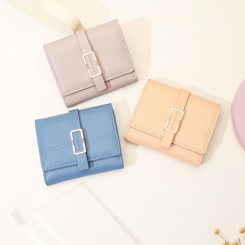 Women's Short Wallet with Simple Buckle and Foldable Handbag for Women