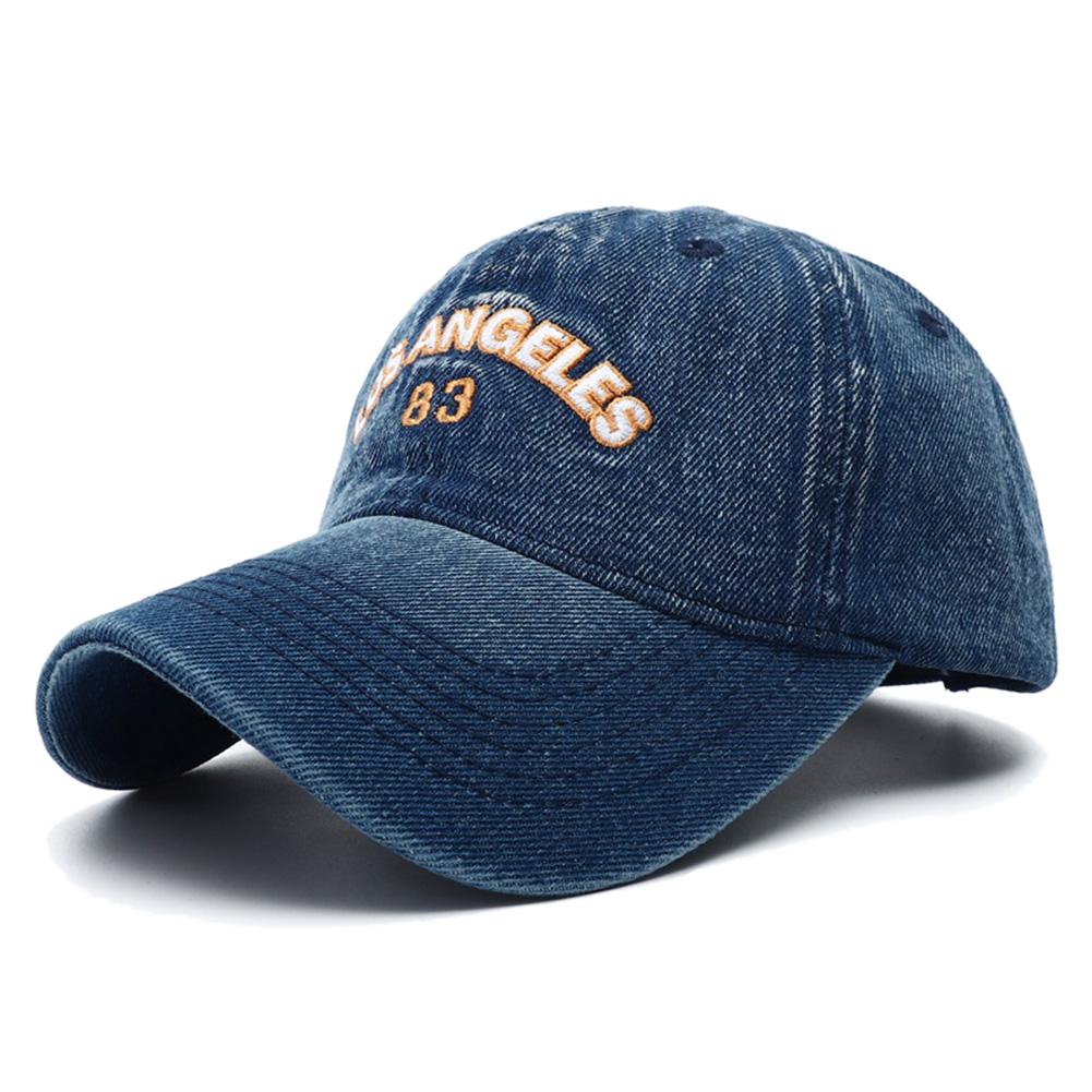 

High Quality Los Angeles Embroidery Washed Denim Baseball Cap Hip Hop Hats for Women Men Sunshade Outdoor Adjustable Visor Cap Adjustable синий