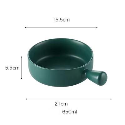 Factory Direct Sell Color Glazed Matte Nordic Baking Bowl Noodle Salad Bowl Ceramic Bowl With Handle 15.5cm армия зеленый