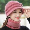 New Women Winter Hat Keep Warm Mom Cap Add Fur Lined Warm Set Hat For Female Casual Rabbit Fur Bucket Knitted Hat