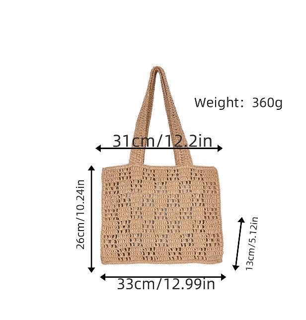 

Класична етнічна в язана бавовняна сумка через плече з китицями - Універсальна плетена з соломи пляжна сумка для жінок хакі