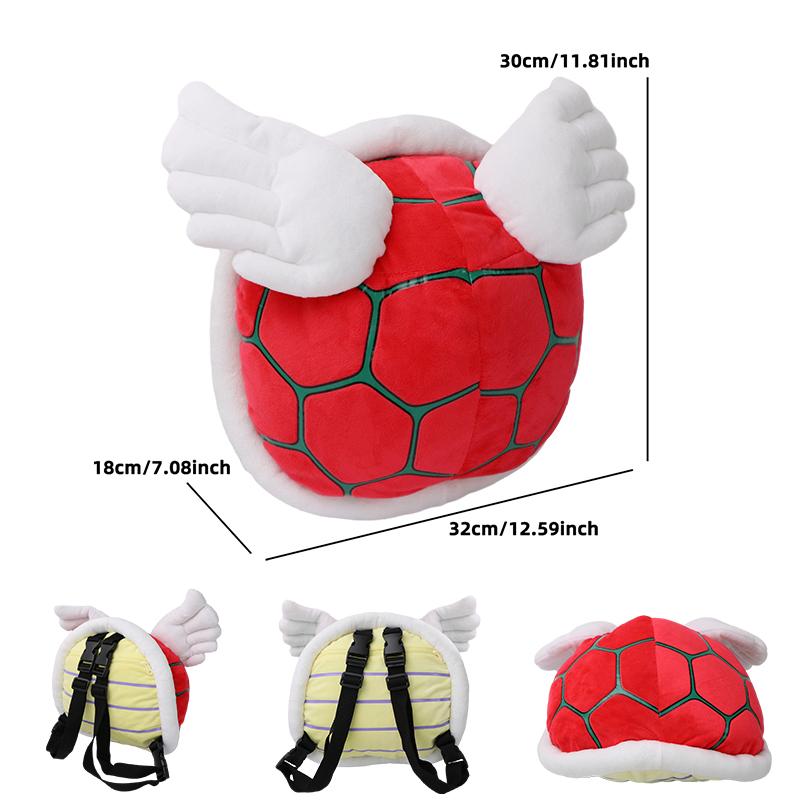 2 in 1 Mario Bros Schildkrötenpanzer Rucksack Cosplay Koopa Rucksack Troopa Schultasche Weiches Plüsch Cartoon Plüschtier Riemen Abnehmbar