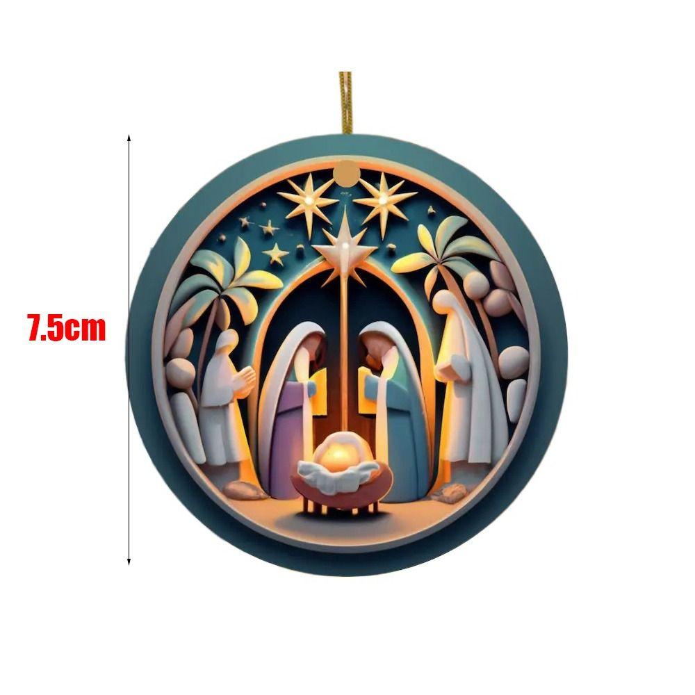 Creative Acrylic Painted Nativity Pendant Decoration Hangable Christmas Tree Ornaments Home Decor