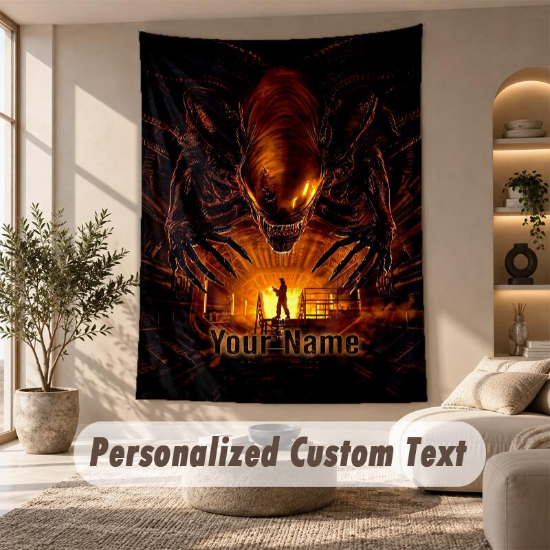 Tapestry Custom Name Text, Wall Hanging Tapestry Home Room DecorAlien Xenomorph
