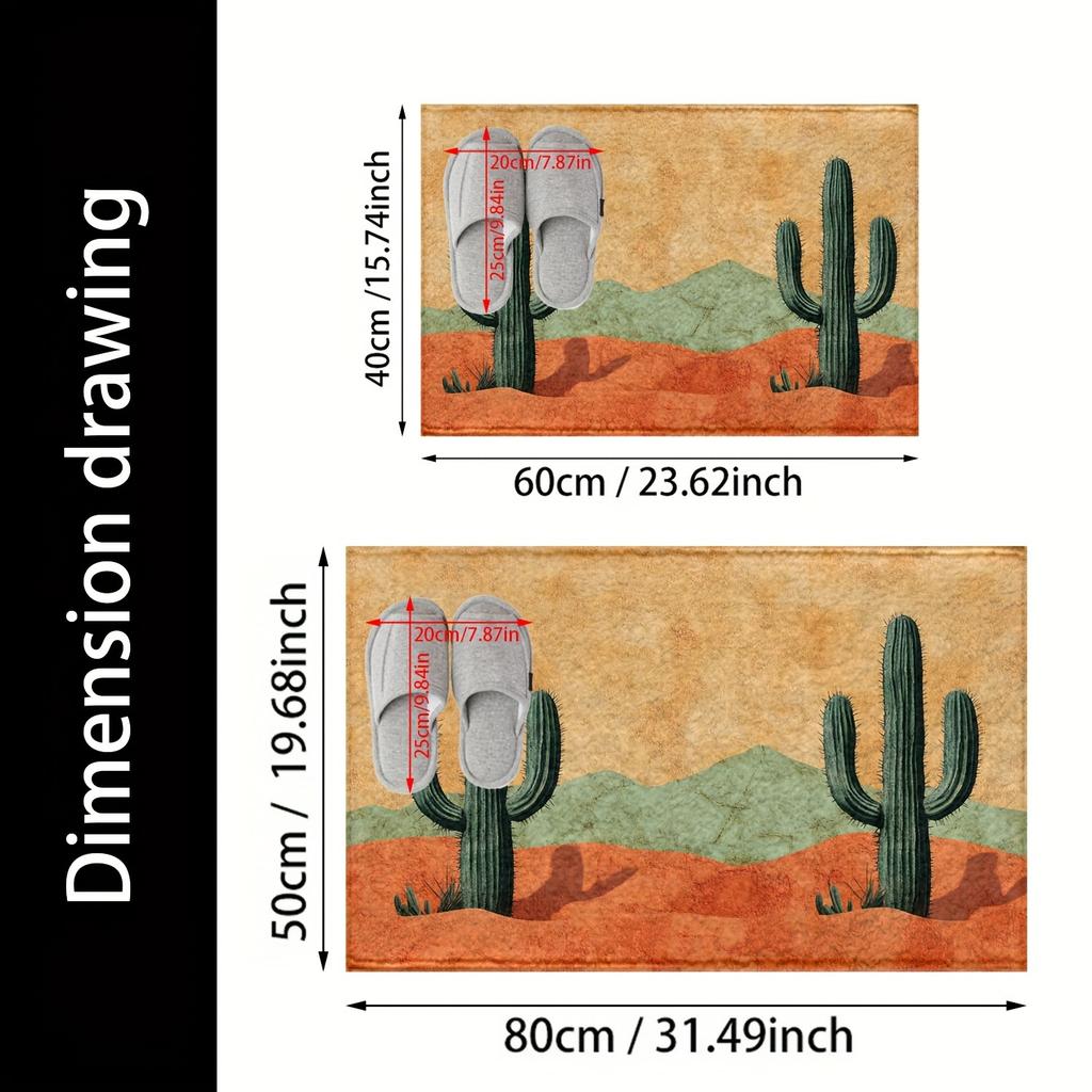 Cactus Print Carpet Soft Absorbent Home Decor Bathroom Kitchen Mat Multifunctional Indoor Outdoor Decor Door Mat