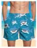 3D-gedruckte Cartoon-Haifischmuster Strand Herren Bunte Tier Muster Schwimm Sommer Hawaiianische Surfshorts
