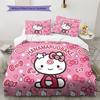 Sanrio rožinės spalvos raštų patalynė, antklodės komplektas, užvalkalas antklodei, pagalvės užvalkalas, namų gimtadienio dovana(1 * antklodės užvalkalas + 2 * pagalvės užvalkalai, be šerdies)
